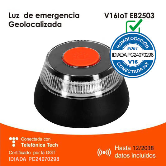 Luz V16 geolocalizada anónima con DGT 3.0