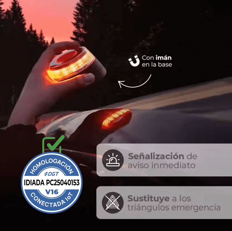 Luz V16 geolocalizada anónima con DGT 3.0