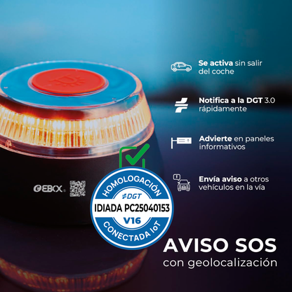 Luz V16 geolocalizada anónima con DGT 3.0