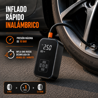 Inflador Portatil APC + linterna LED multifunción